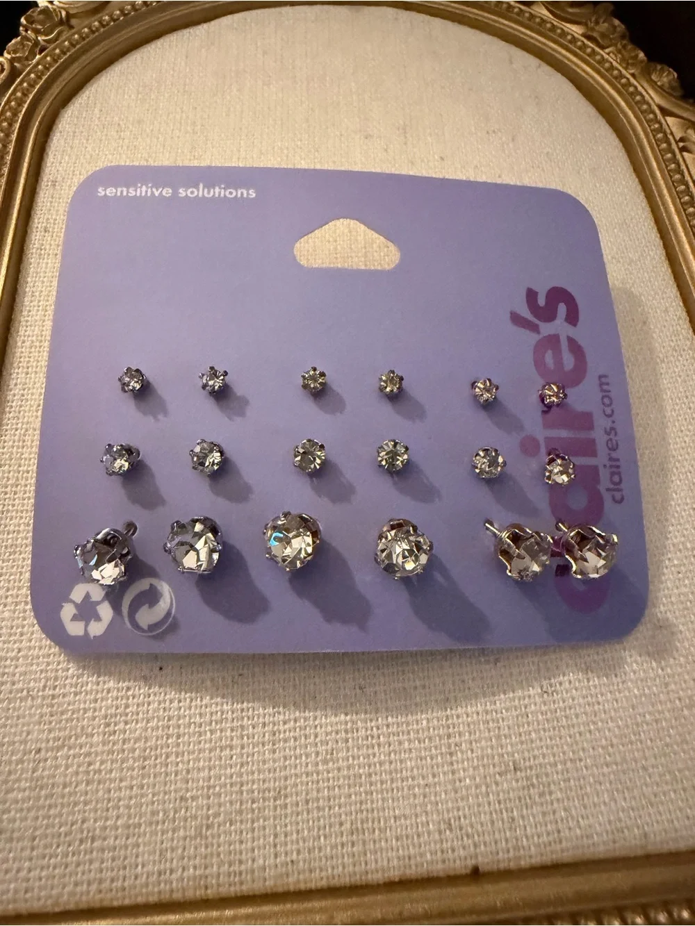Claire's Silver Crystal Stud Earring Set - 9 Pairs